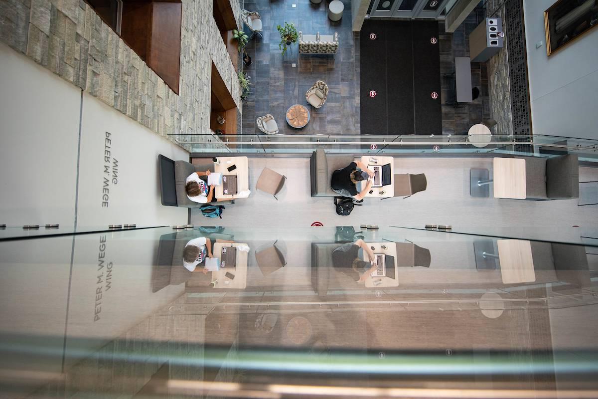 Students studying in Albertus Hall of Science